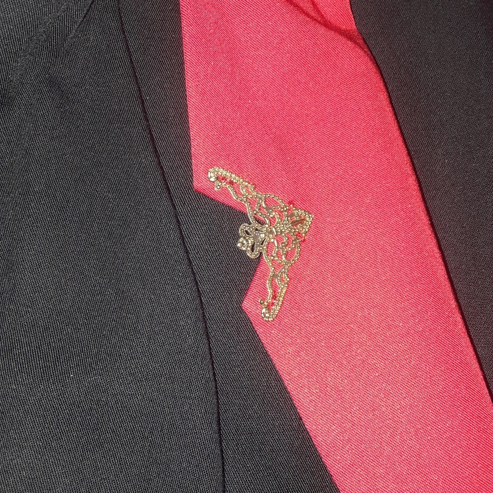 Black & Red Double-Breasted Blazer Jacket vintage - Picture 6 of 7